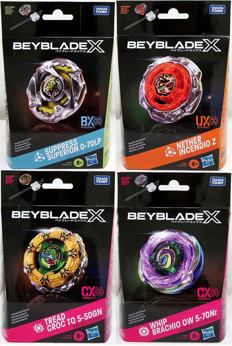Beyblade X Starter Pack - Set of 4 Whip Brachio Tread Croc Nether Incendio Z Suppress Superion G0175AS2C