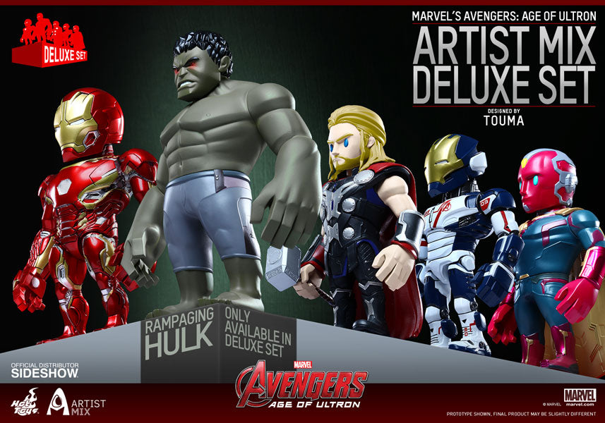 Avengers: Age of Ultron 5 Inch Action Figure Artist Mix Series 2 - Deluxe Set (Iron Man - Thor - Vision - Iron Legion - Hulk) Hot Toys