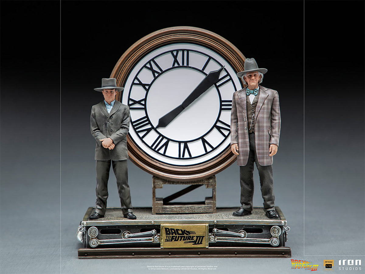 Back to the Future Art Scale 1:10 Line 11 Inch Statue Figure Deluxe - Marty and Doc at the Clock Deluxe Iron Studios 908784