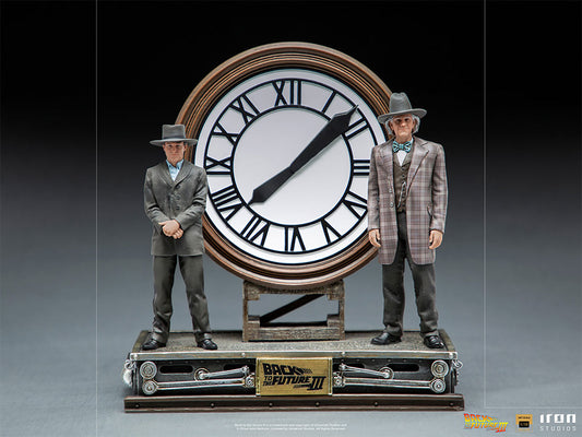 Back to the Future Art Scale 1:10 Line 11 Inch Statue Figure Deluxe - Marty and Doc at the Clock Deluxe Iron Studios 908784