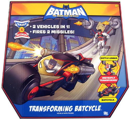 Batman The Brave and the Bold 5 Inch Action Figure Vehicle Series - Transforming Batcycle Batman (Shelf Wear Packaging)