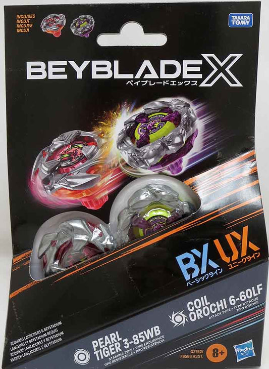 Beyblade X Booster Pack 2-Pack - Pearl Tiger 3-85WB & Coil Orochi 6-6OLF