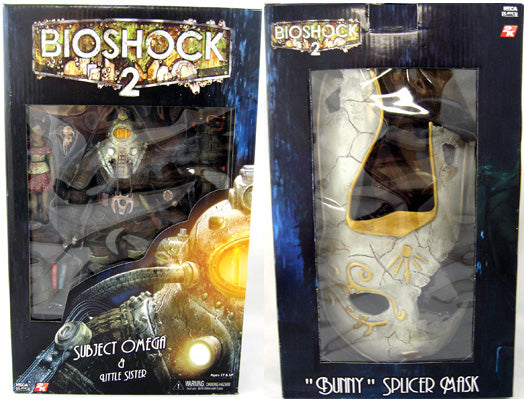 Bioshock 2 8 Inch Action Figure Deluxe Box Set - Subject Omega & Little Sister with Bunny Splicer Mask (Non Mint Packaging and Mask is Broken but Figures are Fine)