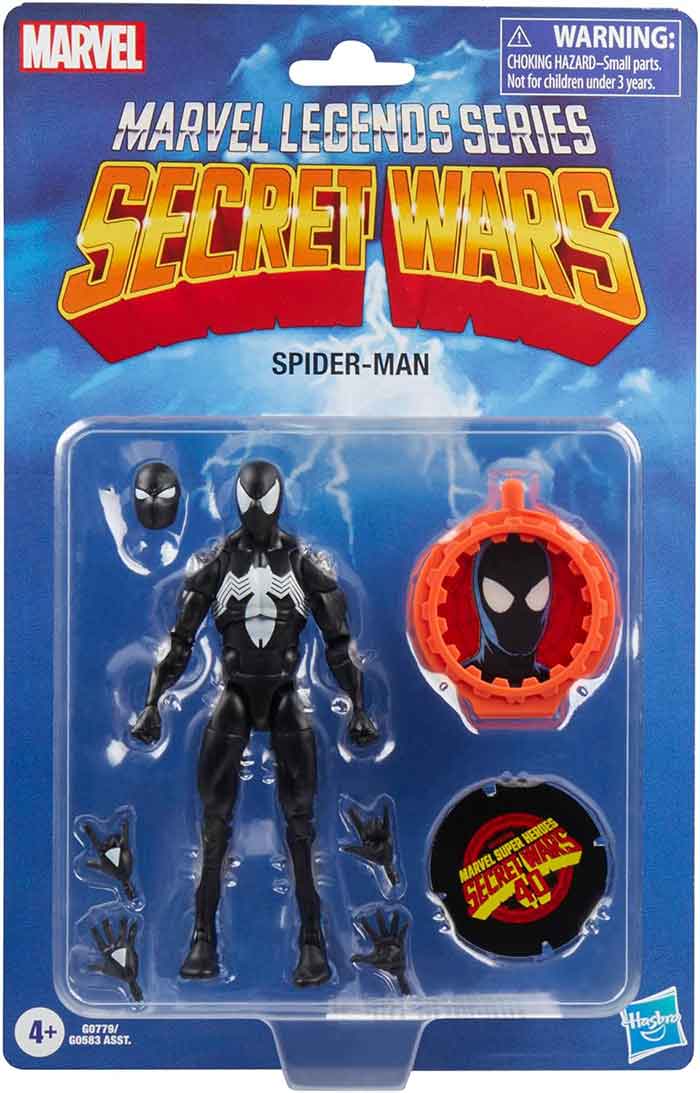 Marvel Legends Retro 6 Inch Action Figure Secret Wars Wave 1 - Black Suit Spider-Man (Loose Figure Opened Packaging)